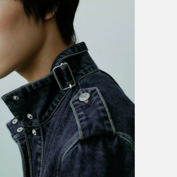 NWT Zara TRF Collection Denim Trench Coat - Picture 5 of 12